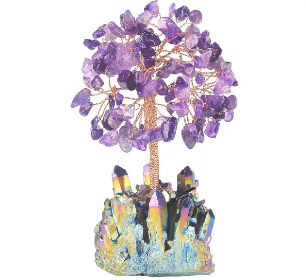 Medium Amethyst Crystal Tree with Rainbow Titanium base 