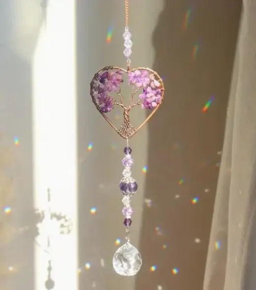 Small Amethyst heart Suncatcher