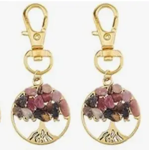 Crystal Tree Keychain (Rhodonite)