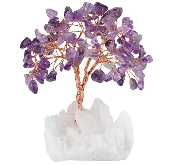 Amethyst Crystal Tree with Raw Clear quartz base